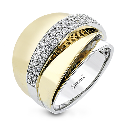 Simon G 18 karat yellow and white gold wide pave diamond band 0.64ct